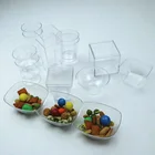 Wholesale Clear Plastic Tasting Sample Dessert Bowl Mini Appetizers Triple Candy Trays