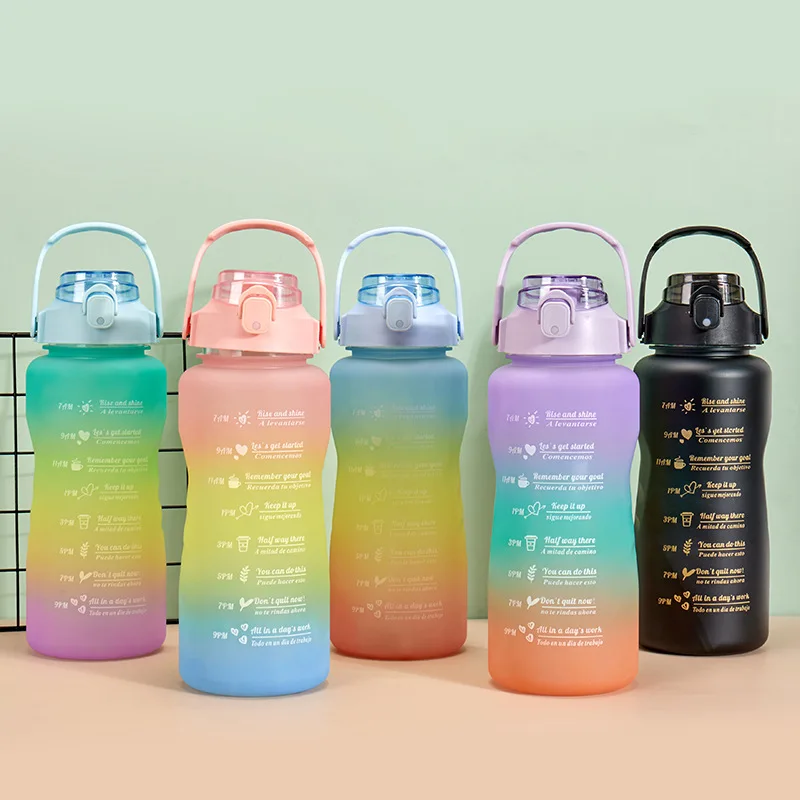 HotSale Gift 3 Pcs In 1 Set 2L Drinking Plastic Sport BPA Free Gym Fitness Motivational Water Bottles