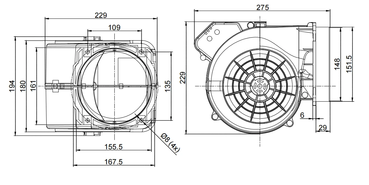 Kitchen Air Exhaust Fan, Scroll, 230v, Electric - detail 6