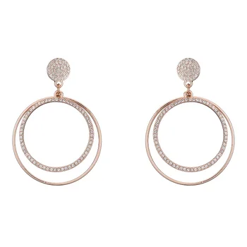 Fashion Design Earrings Statement Double Hoop Jewelry Diamond Paved Elegant Rhinestone Stud Earrings For Women Trendy Jewelry