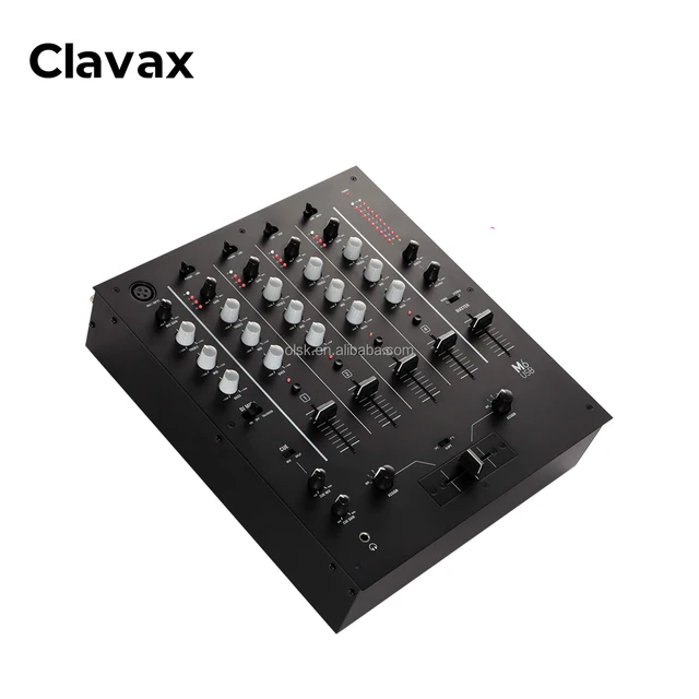 Clavax CLMX-M6USB 4-channel DJ Mixer With Built-in Audio Interface 3-Band EQ Mic Input And Replaceable Slope Control CrossoversI