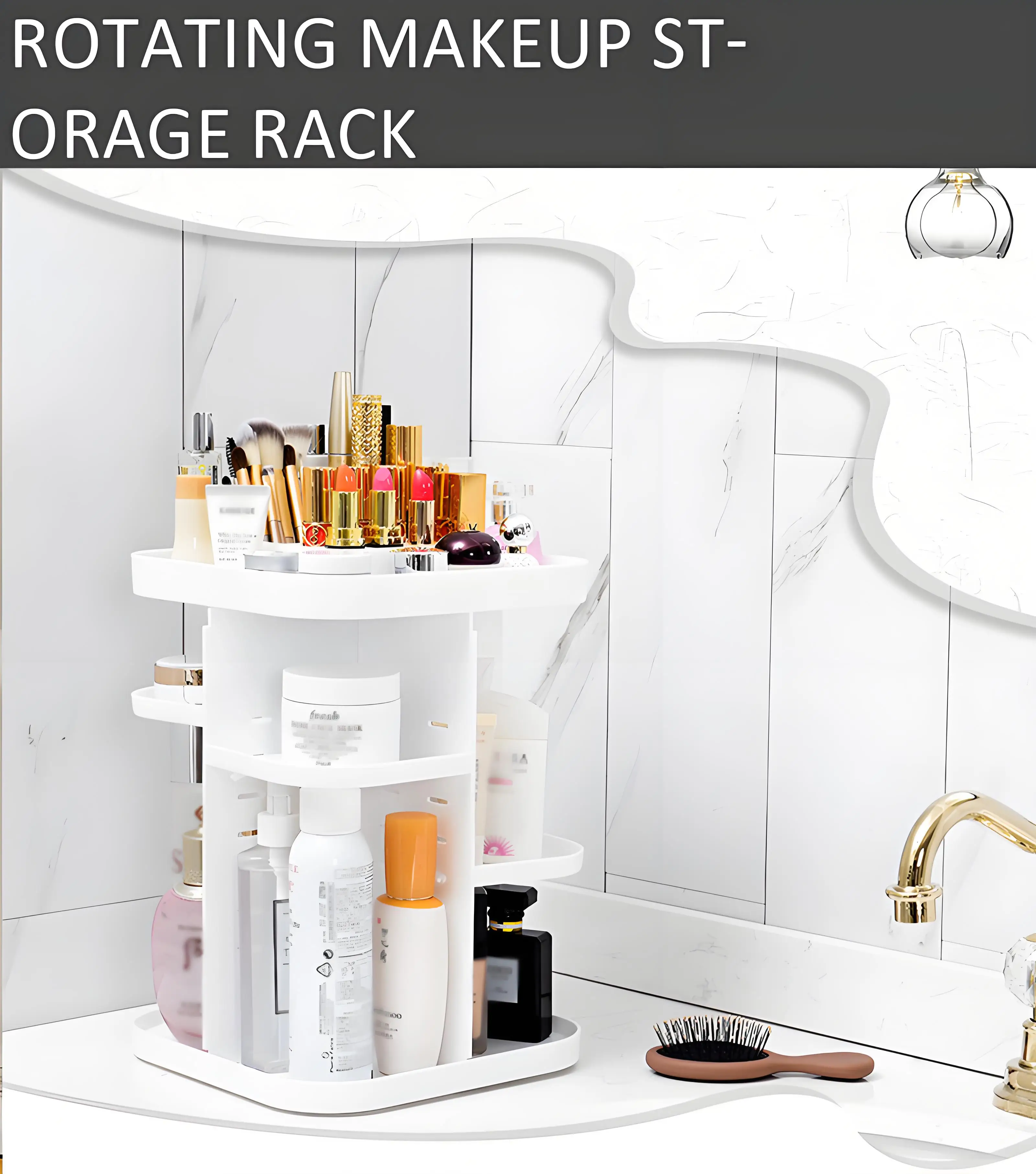 product hot sale 360 degree rotating transparent environmentally friendly ps plastic adjustable cosmetic make up brush organiser-3