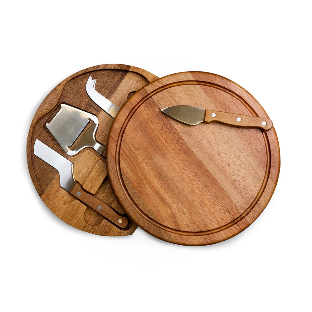 product acacia wood round charcuterie board and cheese knife set for meat and cheese cutting-6