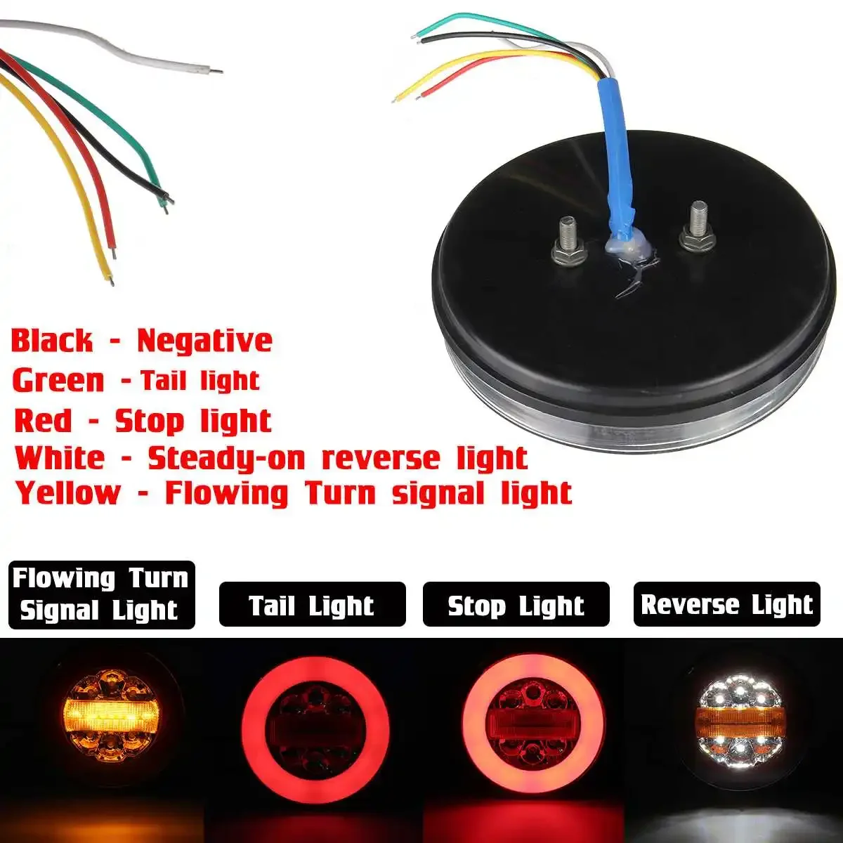 X Round Led In Truck Taillight V Dynamic Tail Trun Signal