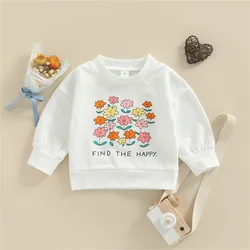 RTS autumn kids baby girls boys clothing cute sweatshirt tops flower pattern long sleeve patchwork pullover hoodie