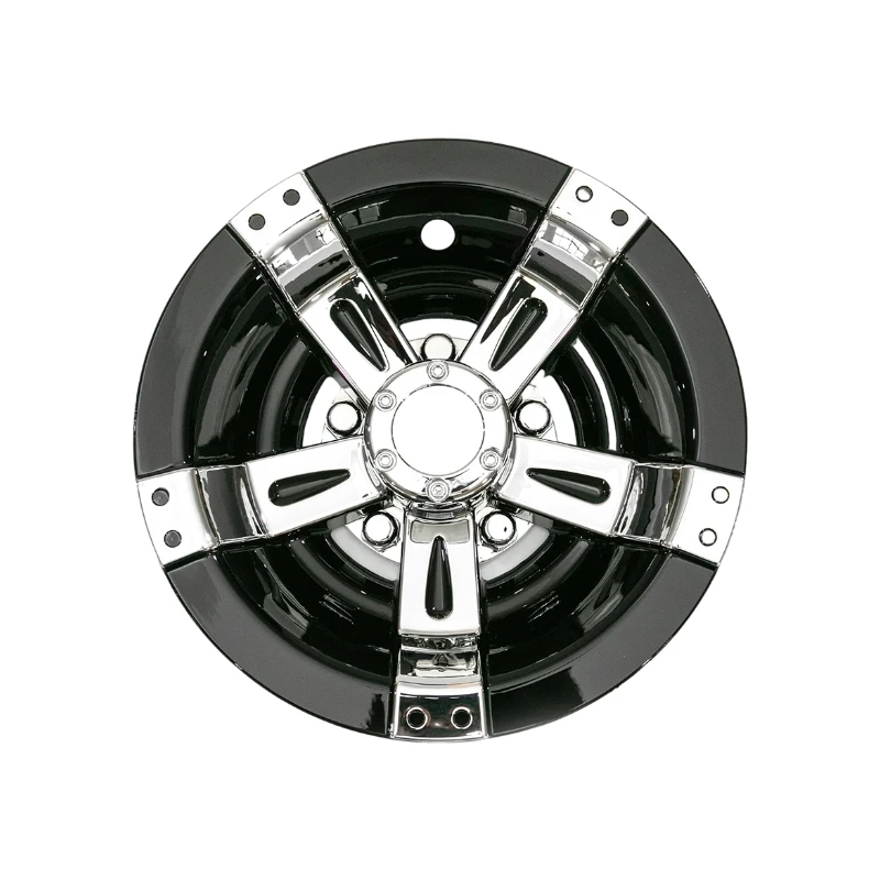 Golf Cart Wheel Hub 10 inch Wheel Cover 5 Spoke BLK/CHR Golf Cart Wheel Cover details