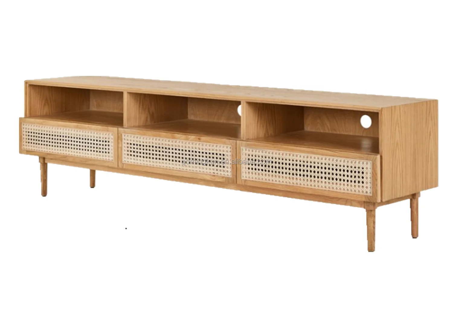 Modern rattan furniture TV  stand solid wood living room cabinet