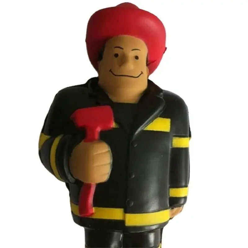 Promotional Gift Fireman PU Stress Ball Customized Fireman Stress Reliever Toy Kid's Toy