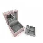 Custom PU Leather Pink/white Ring Earrings Jewelry Gift Luxury Boxes Luxury Packaging 2 Layer Gift Box