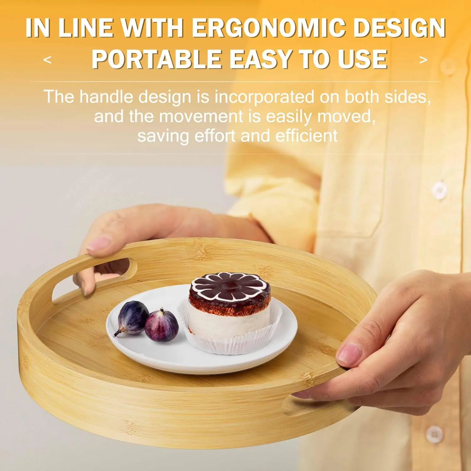 product bamboo lazy susan organizer non skid kitchen rotating spice rack wood turntable kitchen cabinet storage shelves-8