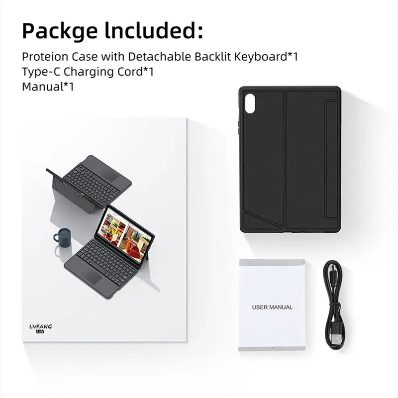 product wireless detachable keyboard case with multi angle adjustable stand for galaxy tab s11 ultra built in touchpad keyboard cover-2