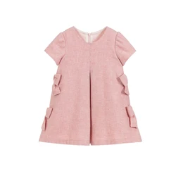 Guangzhou wholesale Child Summer Cotton blank Dresses Soft Kids pink Girls Cotton Woven  Dresses