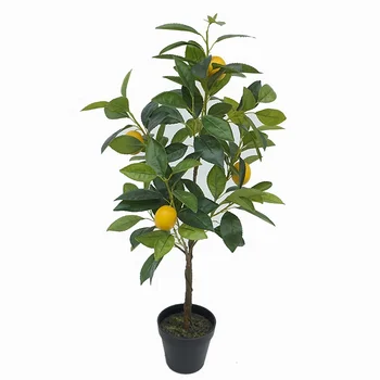 China factory direct sale faux potted lemon fruits tree 70cm Real touch artificial lemon tree in plastic pot for decor