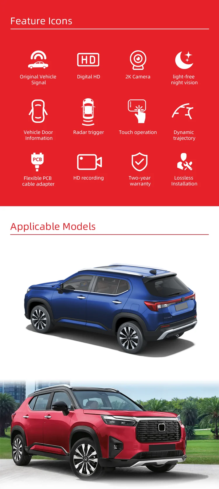 Wemaer Car 360 Degree Panoramic Camera Original Screen Bird View System Dynamic Trajectory Decoder for Honda Elevate factory