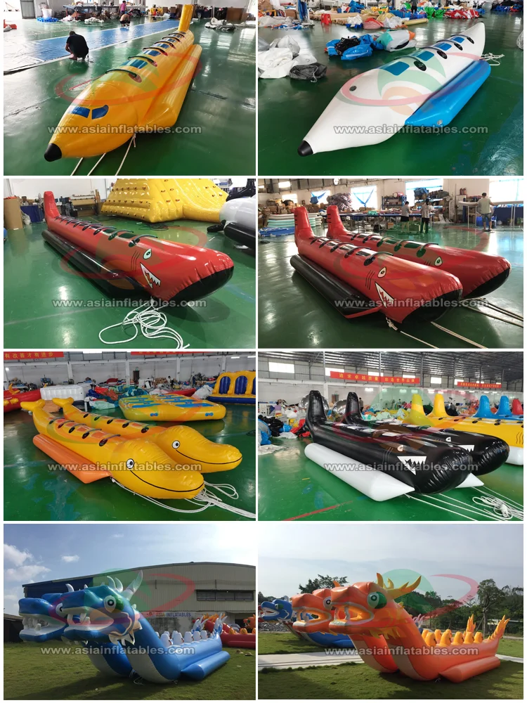 Water Fun Park 10 Seats Towable Double Flying Fish Inflatable Banana Boat