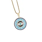 Star Zircon 18K Gold Plated Copper Enamel Moon Star Zircon Evil Eyes Pendant Charm Necklace