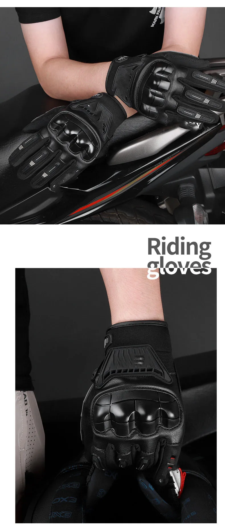 Long Finger Touch Screen Breathable Anti-Fall Gloves for Spring Summer Off-Road Riding Essential Motorcycle Accessory for Rider