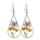 Drop Earrings Earrings 2021 Trendy Pressed Flower Teardrop Drop Resin Pendant Cute Girl Earrings For Women