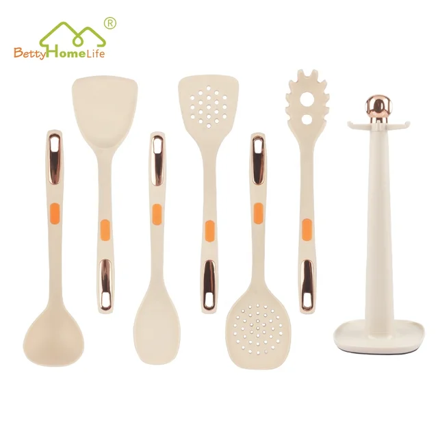 BPA Free Soft Handle 7PCS Silicone Cooking Utensils Set Nonstick Kitchen Cooking Utensil Set with Holder