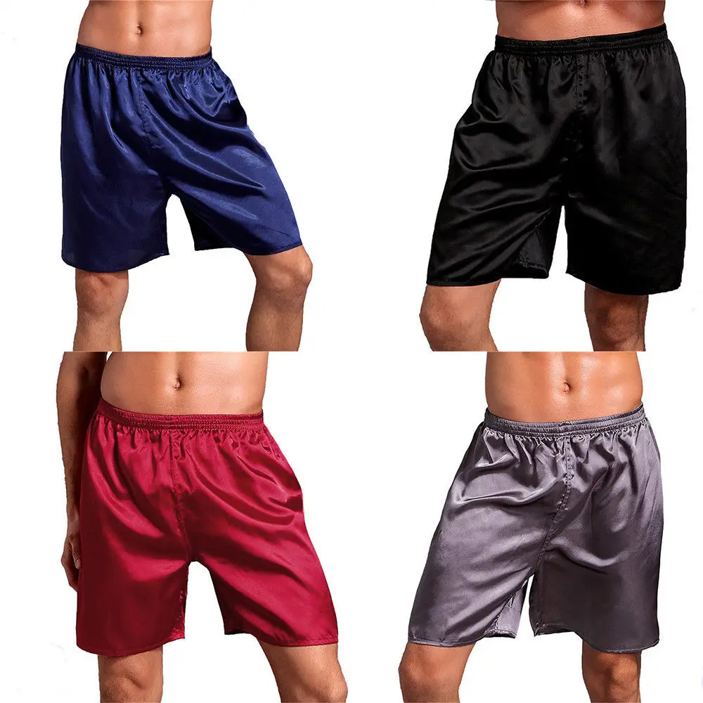 New Men Silk Satin Sleepwear Loose 