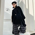 Blouse Ladies Velvet Blouse With Long Sleeves And Lapels For Ladies