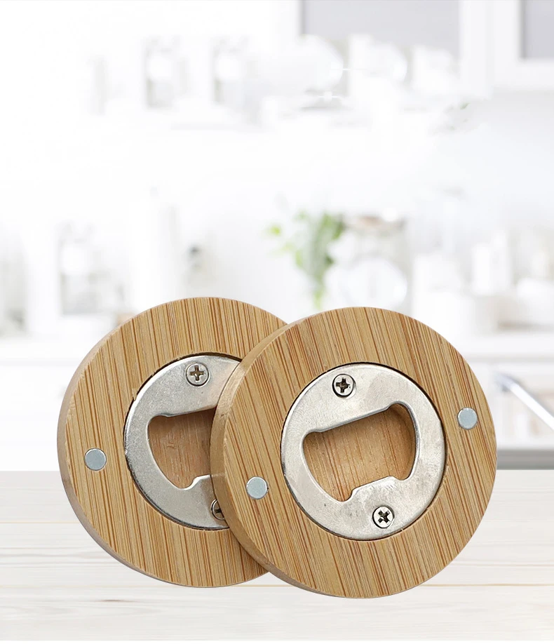Wholesale Custom Logo Wooden Bamboo Magnetic Beer Bottle Opener As Decor or Wedding Favors Gifts