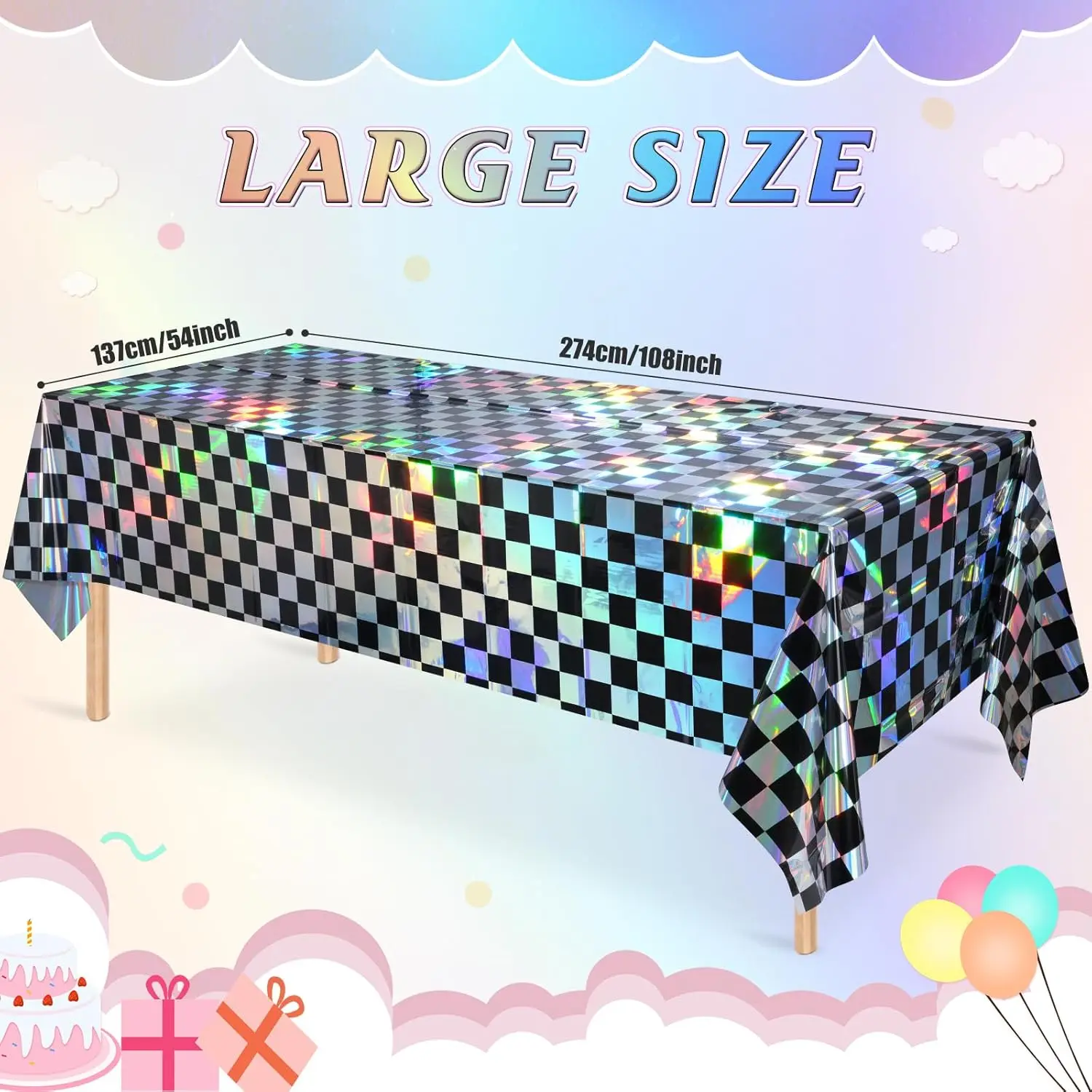 Waterproof Luxury Dinner Custom Rectangular Pvc Plastic Print Event Lridescent Laser Disposable Table Tablecloth For Party