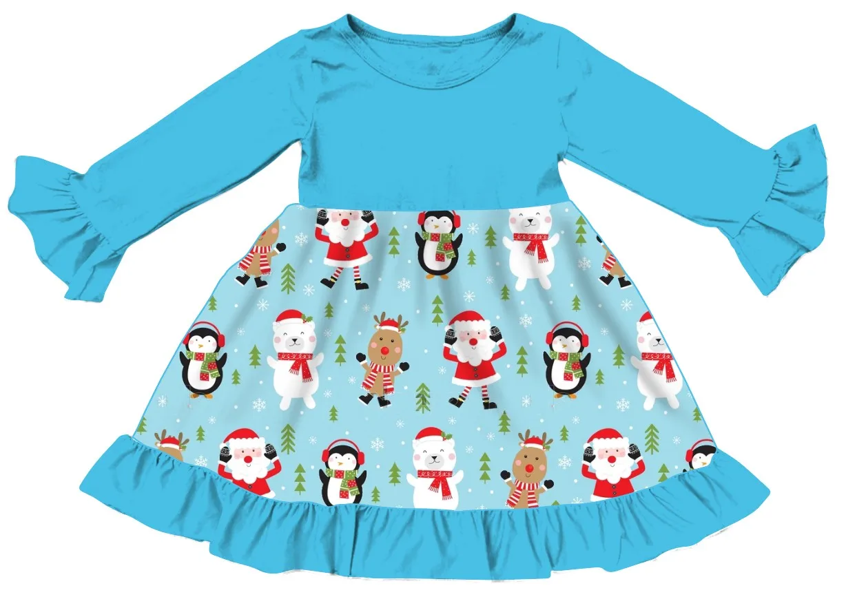 Hot Selling 2023 Baby Girls Dresses Custom Christmas Comfortable Fabric Baby Autumn&Winter Dresses For Girls