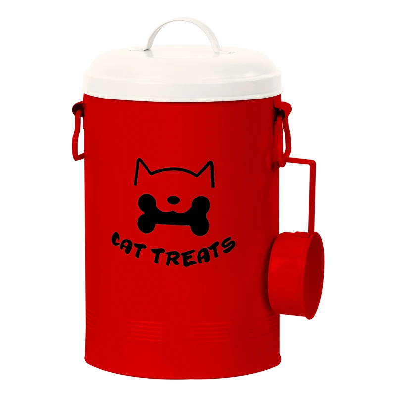 2023 New Arrival Christmas Gift Set Red and Green Color Airtight Cute Metal Pet Food Container for Dog and Cat