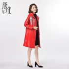Red Women's Down Redwomen 2020 Autumn And Winter New Fashion Trend Red Style Women's Hooded Silk Down Jacket