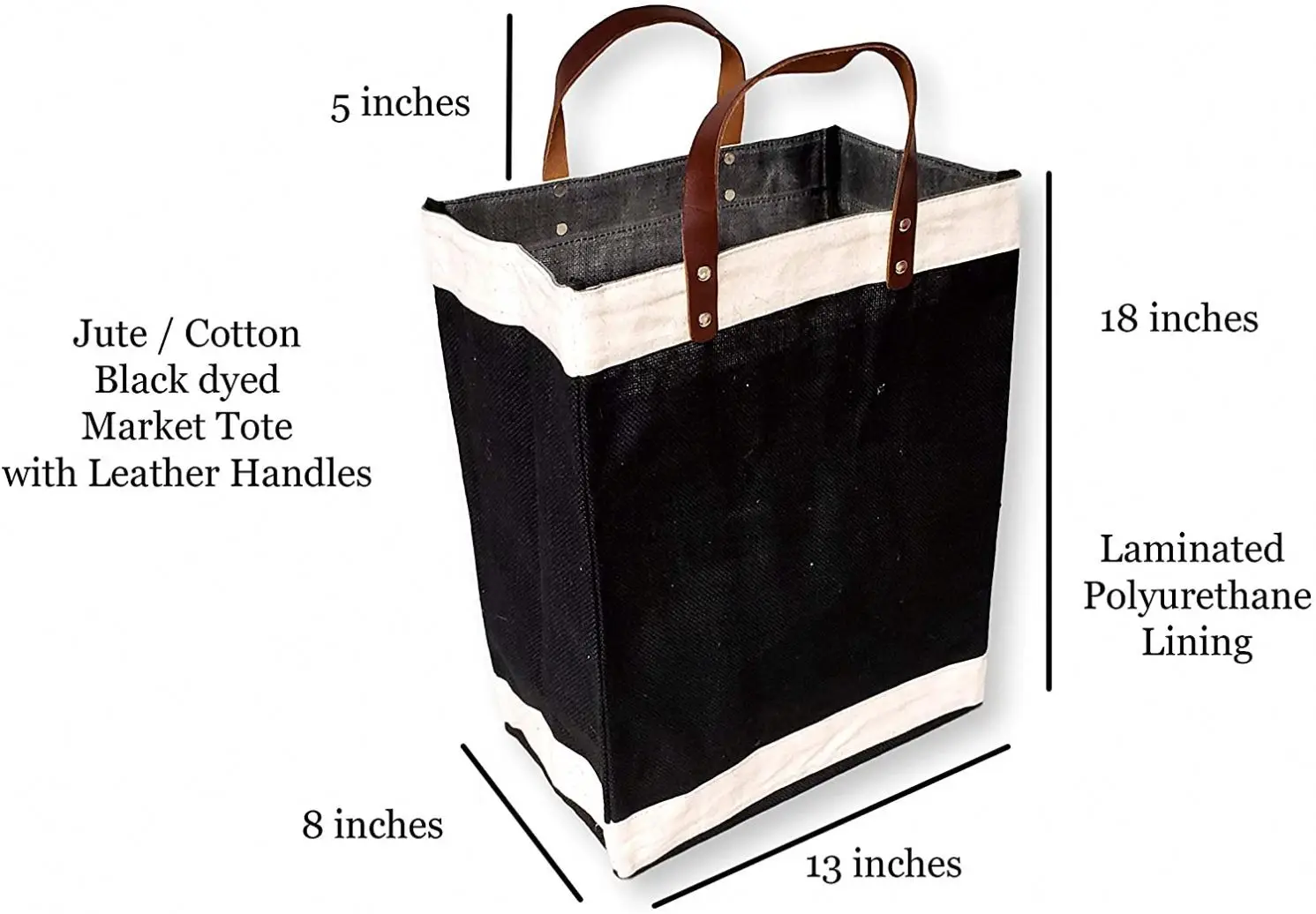 Eco-Friendly Large Jute and Cotton Leather Handle Market Tote Bag travel strong used