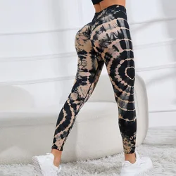 Hot selling tie dyed yoga pants sports high waist and hip lifting tight fitness pants women's fitness clothes