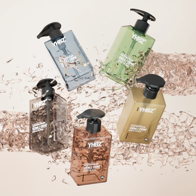 300ml Square PET Plastic Pump Bottle for Liquid Soap and Shampoo with Screw-on Cap