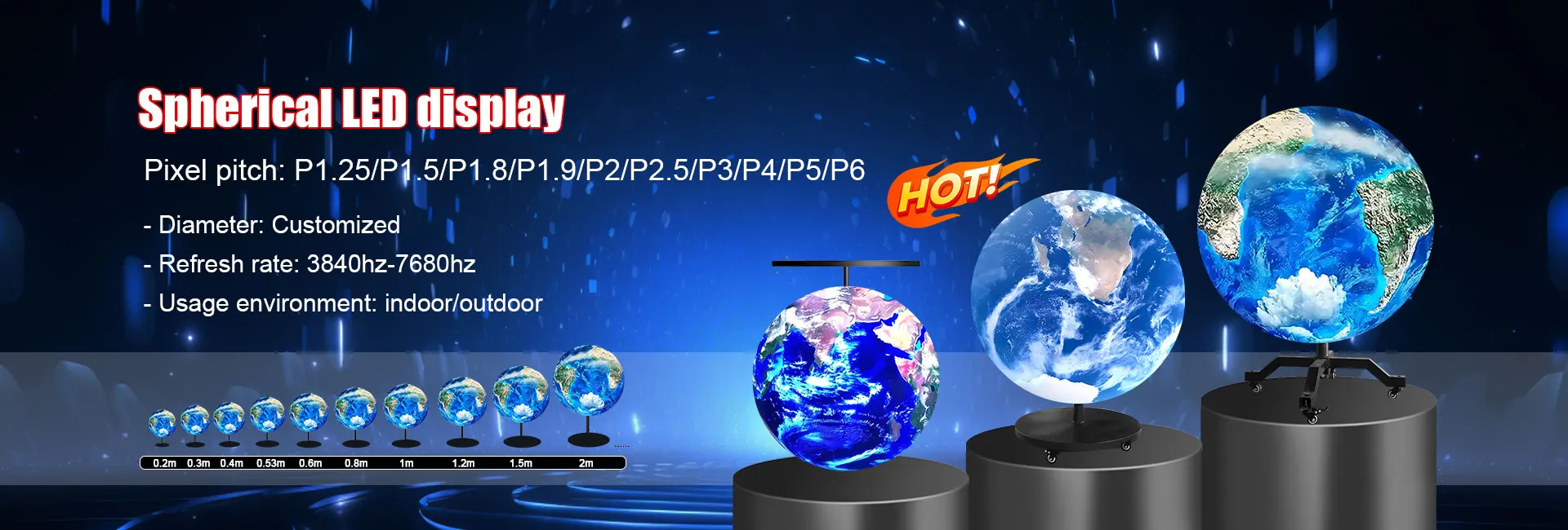 Creative Sphere LED Screen Customized Size Flexible Large Full Color Ball Spherical Shape Globe LED Video Display Video Wall factory