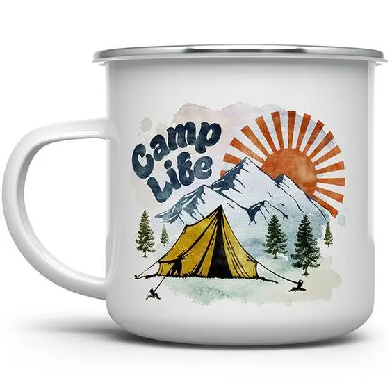 Sublimation Enamel Mug Printing Machine Camping Enamel Mug Travel Trailer