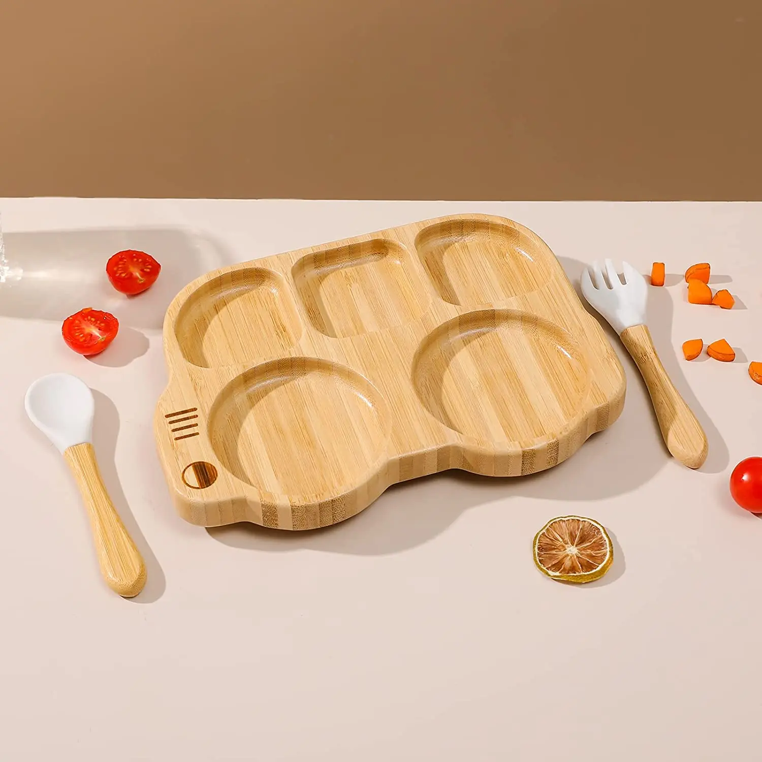 Cute Animal Appearance Shape Platter for Children Bamboo Kids Plates Bamboo Plates Baby Kids Hot Sale Wood Plate