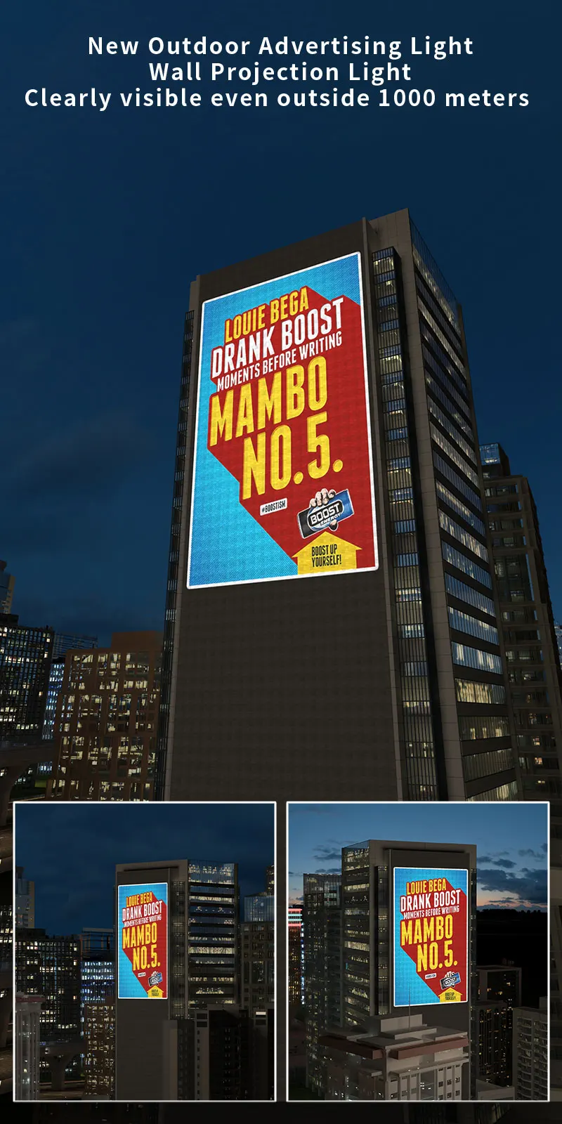 Logo Projector Free Custom Advertising Lights 100W150W Led Gobo Light Business Sign Wall Projection Lamp Outdoor Waterproof IP67