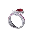 Set The Fine Quality S925 Sterling Silver Plated 18K Gold Set With Ruby Ring With Certificate