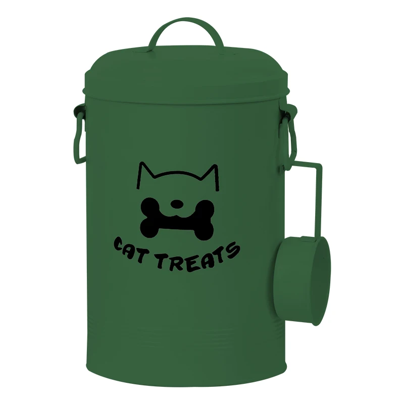 2023 New Arrival Christmas Gift Set Red and Green Color Airtight Cute Metal Pet Food Container for Dog and Cat