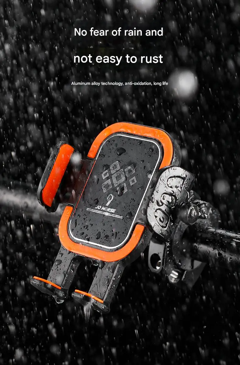 Multifunctional Rotatable Non-Slip Bicycle Motorcycle Accessory Electric Vehicle Aluminum Alloy Mobile Phone Holder Fixed Black