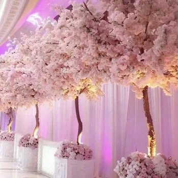 Custom tall large artificial flower fake white sakura tree artificial trees cherry blossoms tree