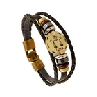 Bracelets Leather Bracelet Creative 12 Zodiac Handmade Bracelets Punk Braided Rope Bangle Leather Bracelet