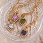 Zircon 2021 Hot Sale Women Jewelry 18K Gold Plated Necklace Stainless Steel Zircon Heart Pendant Necklace