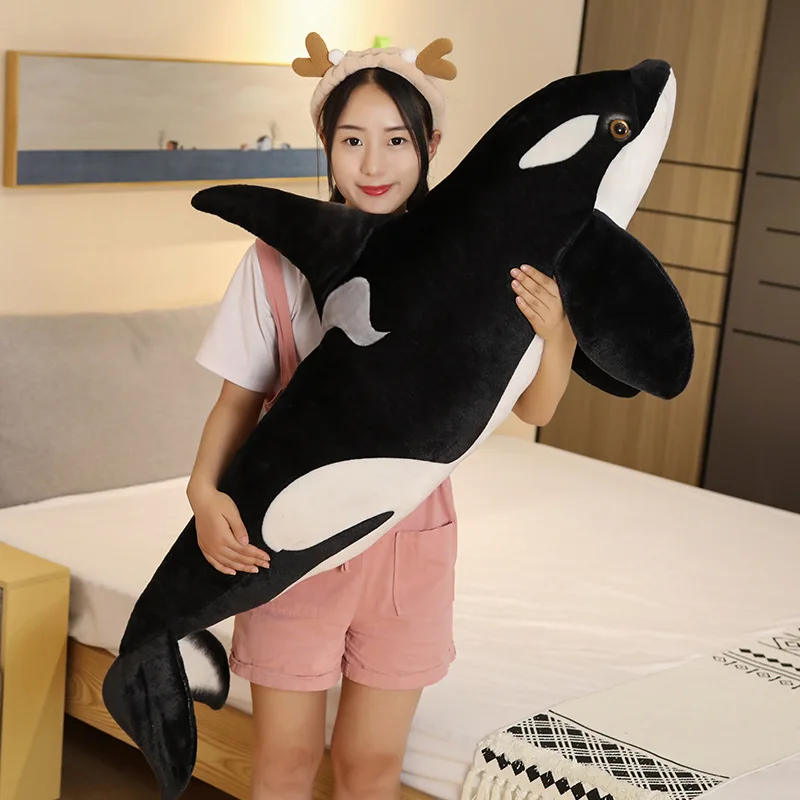 Stuffed Sea Animal Whale Pillow Simulation Black and White Whale Sea Animal Plush Toy Whale Doll
