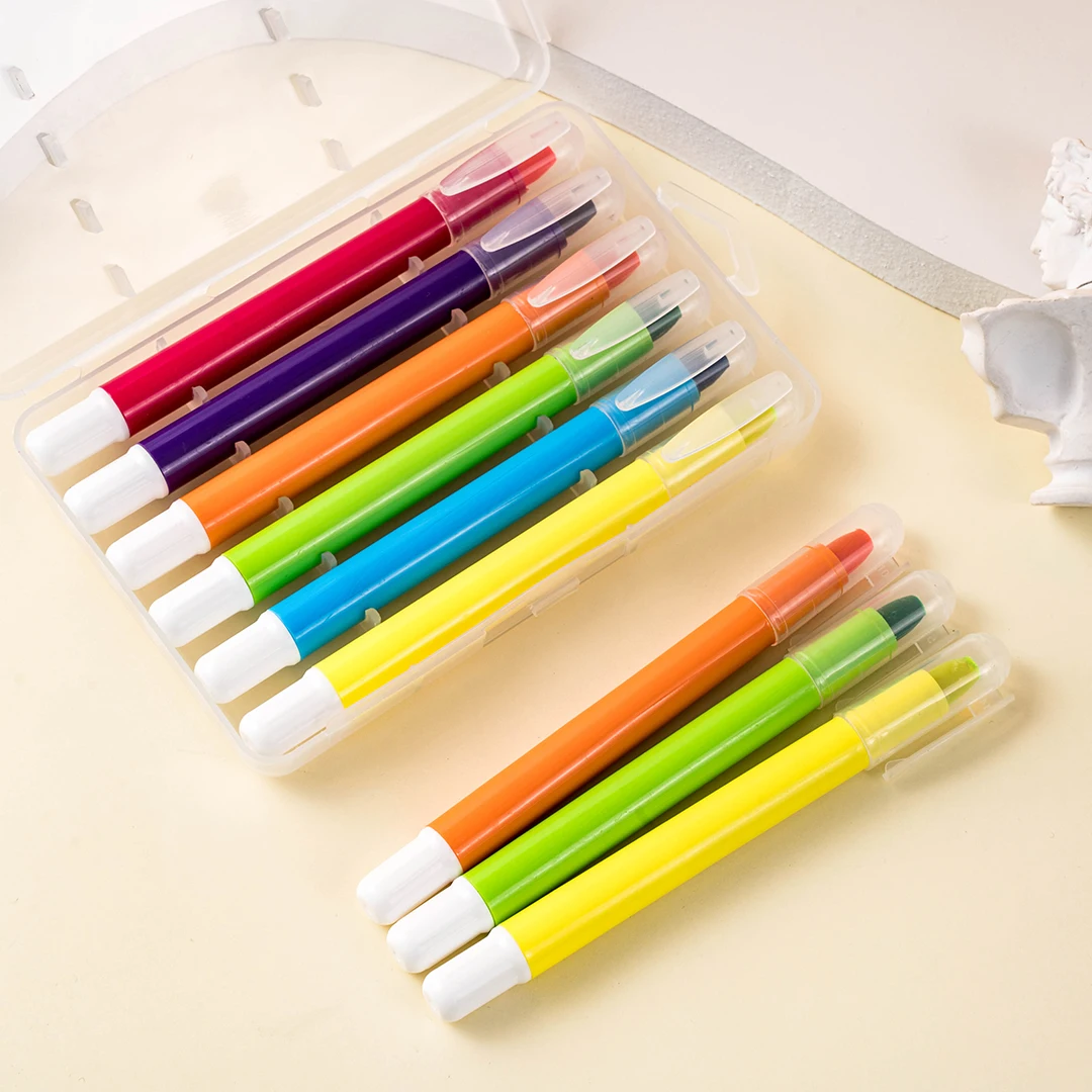 Hot Sale Toddlers Non Toxic Art Drawing  Crayons  For Kids 6 color Water Soluble Customized Acceptable