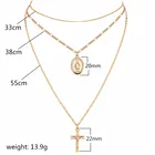 Layer XUNEBI Collar Jewelry Gift Multi Layer Virgin Marywith Cross Pendant Necklace