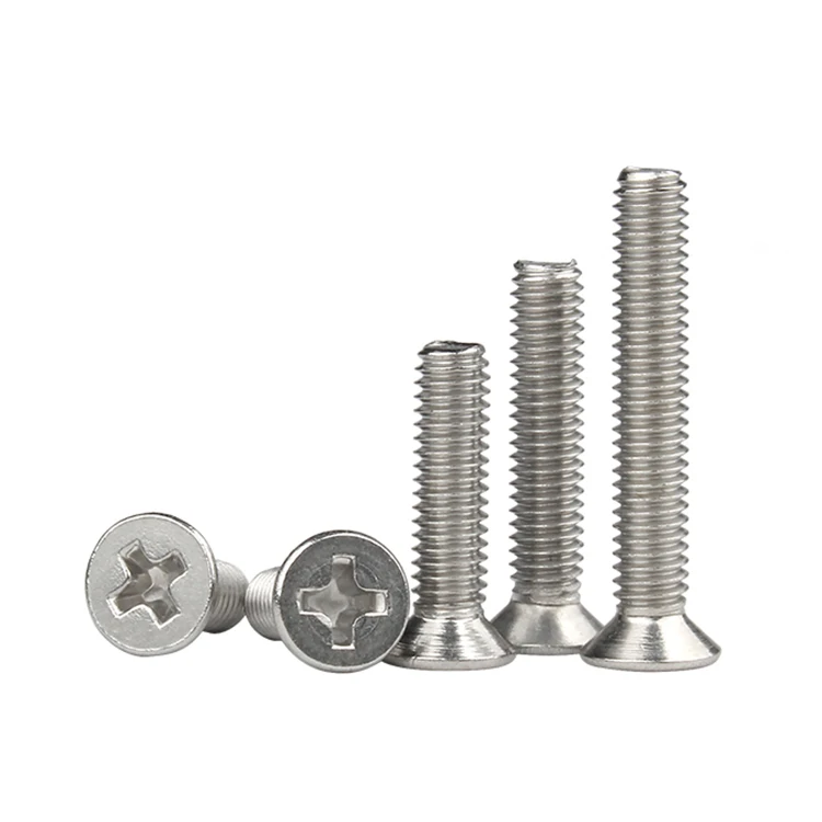 M1.4 304 Stainless Steel Phillips FLAT HEAD Machine Screw DIN 965 Bolts ISO 7046 