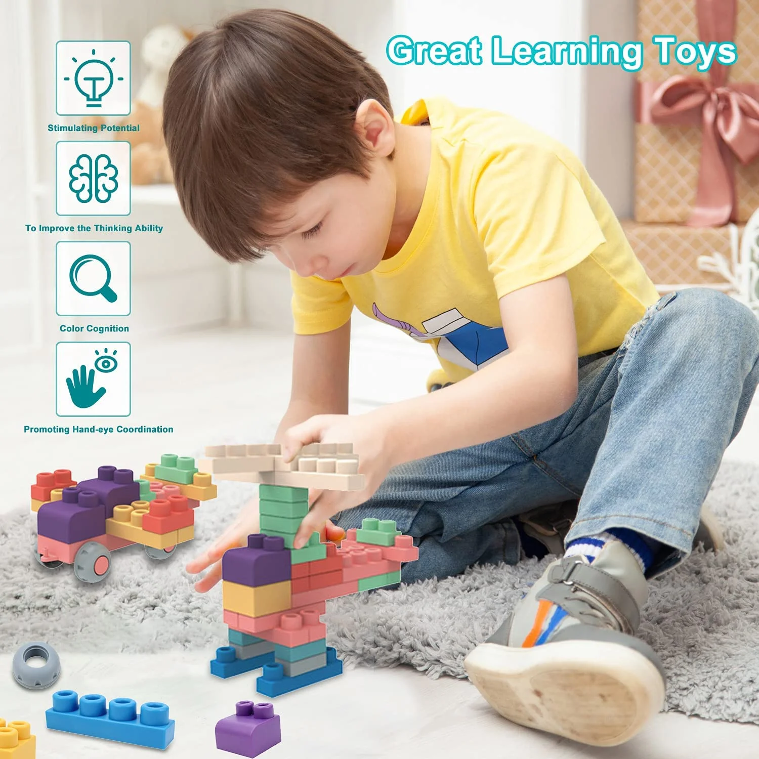 Best welcome fashion silicon soft rubber building block for baby toys