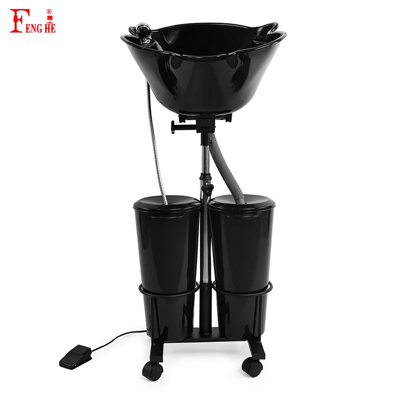 Fenghe Hair Barber Salon Furniture Hair Wash Basin Chairs Portable Shampoo Bowl Black