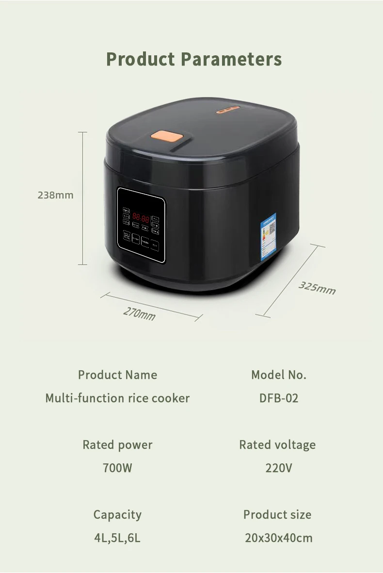 OEM/ODM Latest Modern Design Multi-functional 4L 5L 6L Capacity Non-stick Mini Rice Cooker Electric Automatic